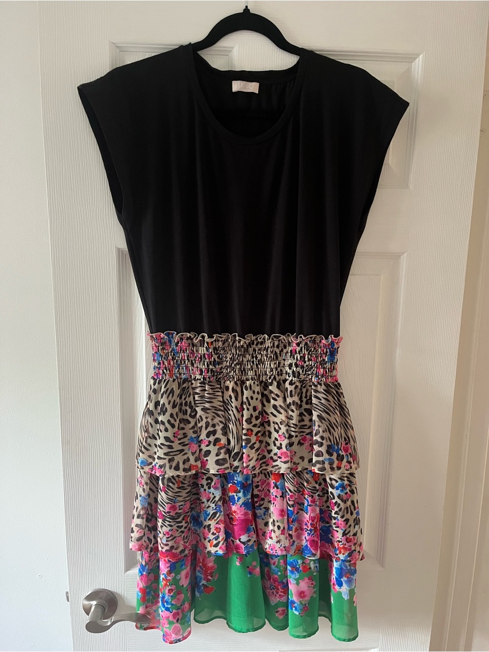 Liu Jo Mixed Print Tiered Hybrid Dress